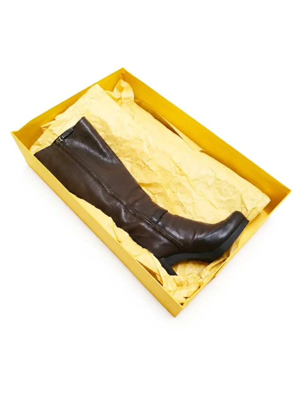 Fendi Stivale Mix Vitello Knee-High Boots Nero+Moro EU40 — FW2008 Made in Italy